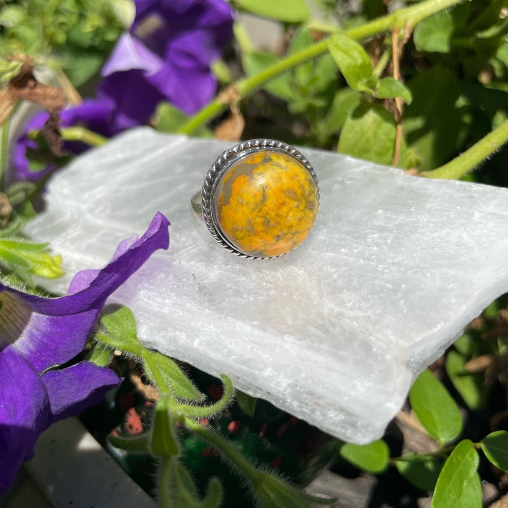 Bumblebee Jasper Ring Sz9 - image 1